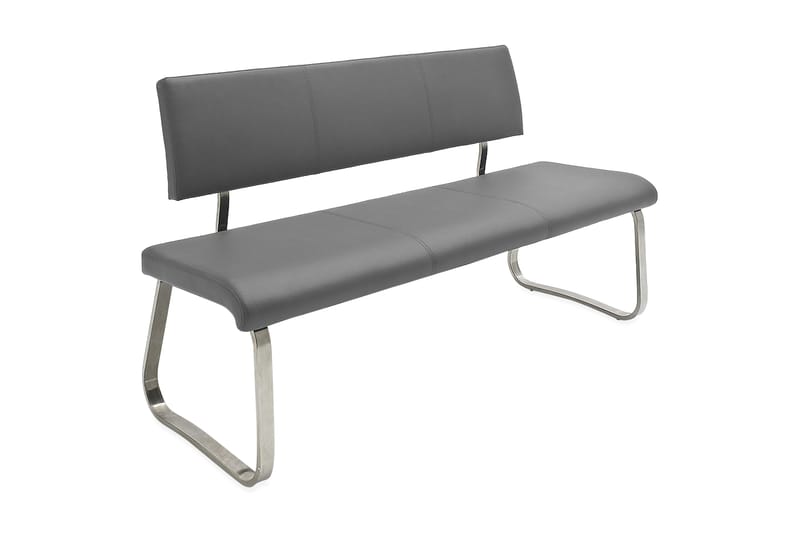 Penkki Arco 155cm Harjattu teräs/Harmaa PU - Huonekalut - Tuoli & nojatuoli - Penkki - Penkki selkänojalla