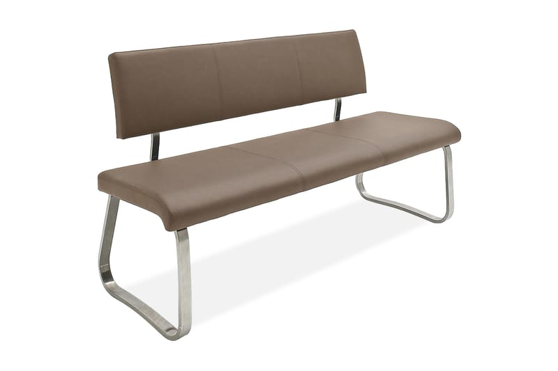 Penkki Arco 175 cm Harjattu teräs Cappuccino PU - Huonekalut - Tuoli & nojatuoli - Penkki - Penkki selkänojalla