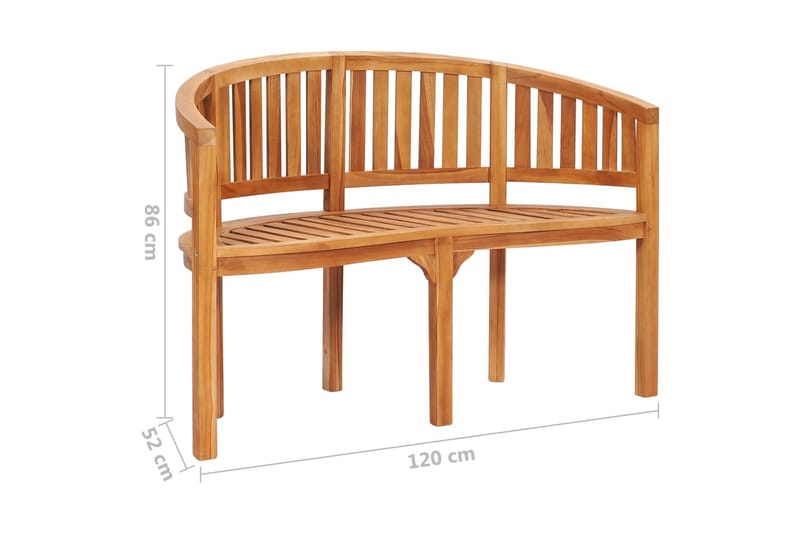 Penkki banaanin muotoinen 120 cm täysi tiikki - Ruskea - Huonekalut - Tuoli & nojatuoli - Penkki - Penkki selkänojalla