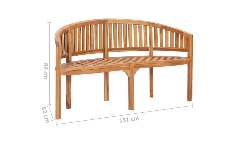 Penkki banaanin muotoinen 151 cm täysi tiikki - Ruskea - Huonekalut - Tuoli & nojatuoli - Penkki - Penkki selkänojalla