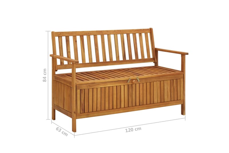 Puutarhan säilytyspenkki 120 cm täysi akaasiapuu - Ruskea - Huonekalut - Tuoli & nojatuoli - Penkki - Penkki selkänojalla