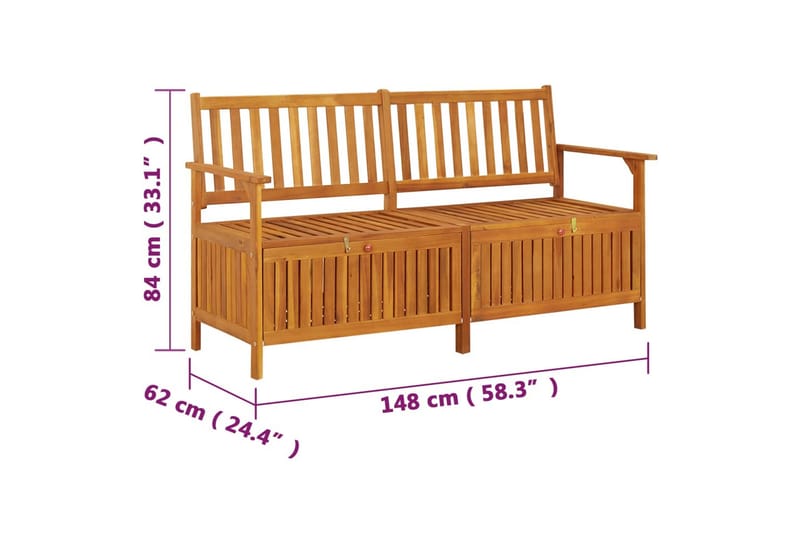 Säilytyspenkki 148 cm täysi akaasiapuu - Ruskea - Huonekalut - Tuoli & nojatuoli - Penkki - Penkki selkänojalla