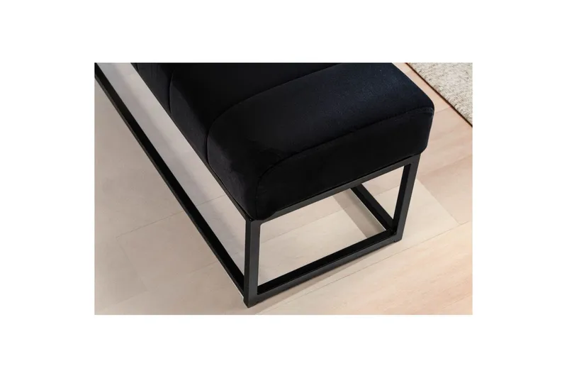Penkki Wohnling samettiverhoiltu moderni tikattu elegantti metallirunko Musta - Musta - Huonekalut - Tuoli & nojatuoli - Penkki - Eteispenkki