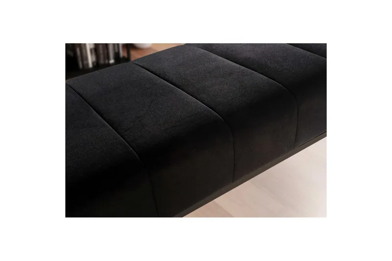 Penkki Wohnling samettiverhoiltu moderni tikattu elegantti metallirunko Musta - Musta - Huonekalut - Tuoli & nojatuoli - Penkki - Eteispenkki