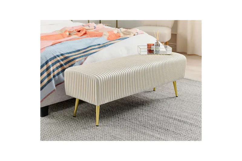 Penkki Paterson Valkoinen/kulta - Valkoinen/kulta - Huonekalut - Tuoli & nojatuoli - Penkki - Eteispenkki