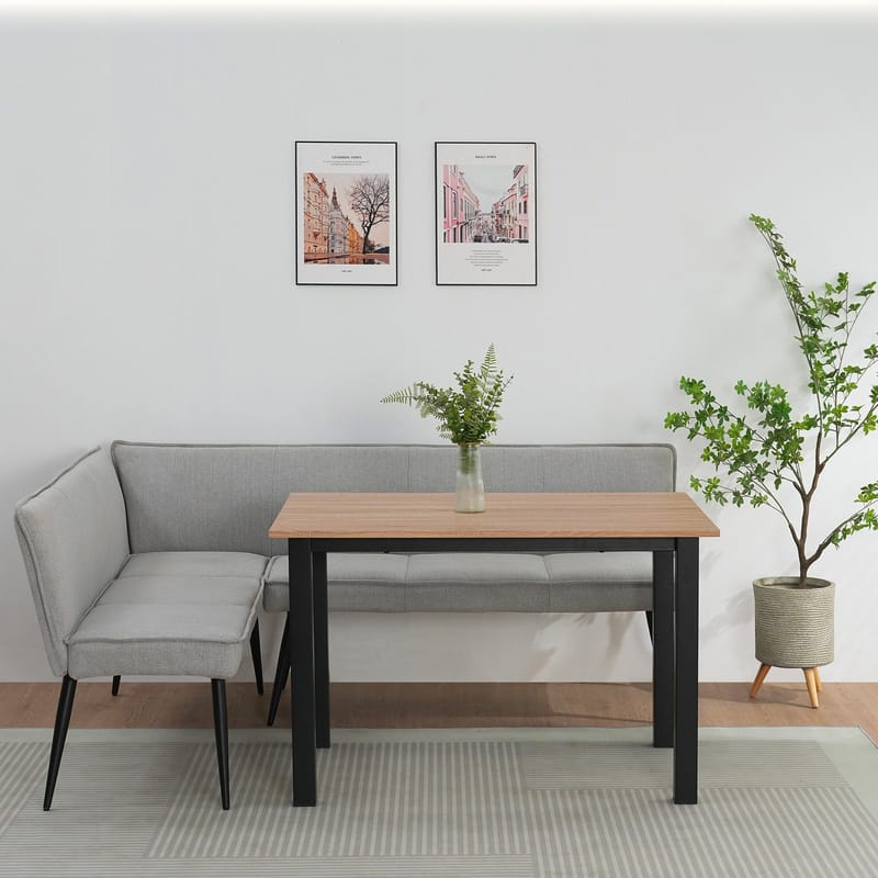 Ruokapöydän penkki Loft24 Watford Vaaleanharmaa Kulmapenkki - Vaaleanharmaa - Huonekalut - Tuoli & nojatuoli - Penkki - Penkki selkänojalla