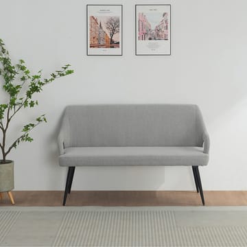 Ruokapöydän penkki Loft24 Halifax - Vaaleanharmaa, mustat jalat - Huonekalut - Tuoli & nojatuoli - Penkki - Penkki selkänojalla