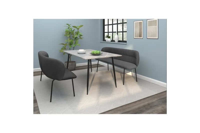 Ruokapenkin Casey Harmaa - Harmaa - Huonekalut - Tuoli & nojatuoli - Penkki - Penkki selkänojalla