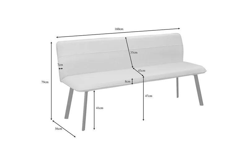 Ruokapenkin Taylor Kermanvärinen - Kermanvärinen - Huonekalut - Tuoli & nojatuoli - Penkki - Penkki selkänojalla