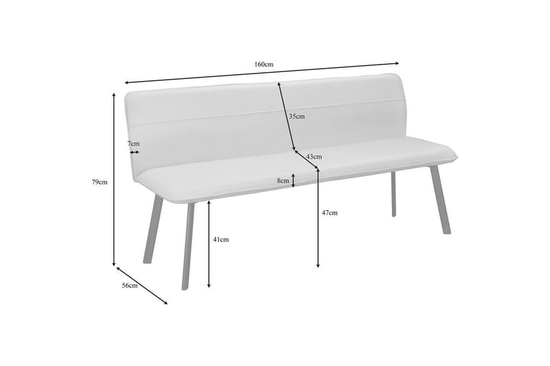 Ruokapenkin Taylor Kermanvärinen - Kermanvärinen - Huonekalut - Tuoli & nojatuoli - Penkki - Penkki selkänojalla