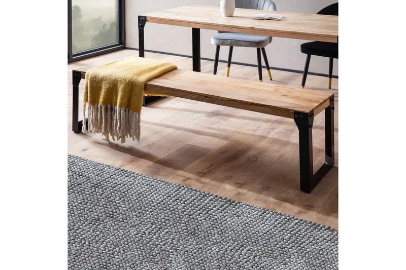 Ruokasalin penkki Wohnling kokopuuta teollinen tyyli metallijaloilla 120 cm - 120 cm - Huonekalut - Tuoli & nojatuoli - Penkki - Eteispenkki