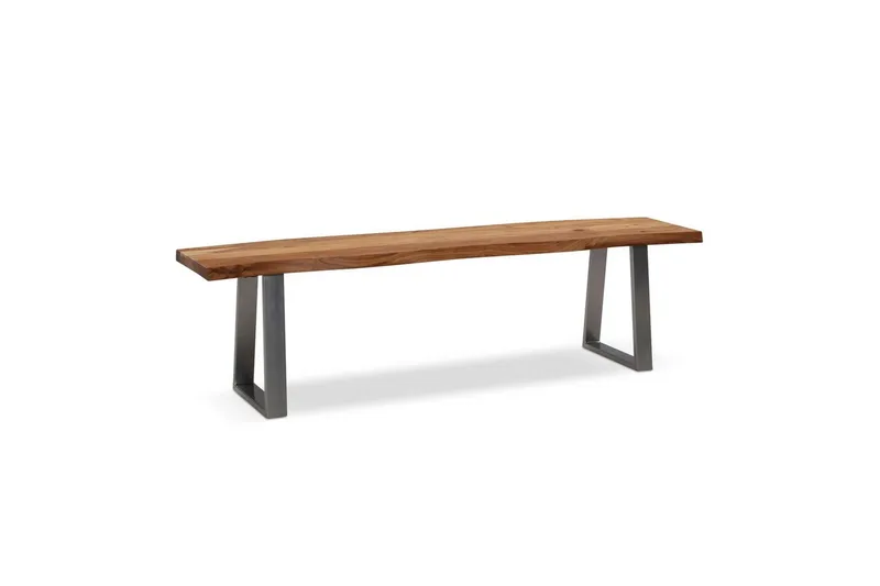 Ruokasalin penkki Wohnling Täyspuu metallijaloilla Puunreuna Maalaistyyli Hopea, Suora, 120 cm, Hopea, Suora, 120 cm