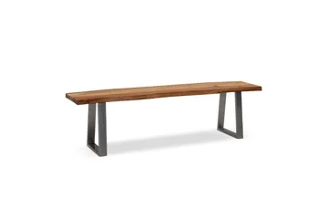 Ruokasalin penkki Wohnling Täyspuu metallijaloilla Puunreuna Maalaistyyli Hopea, Suora, 140 cm