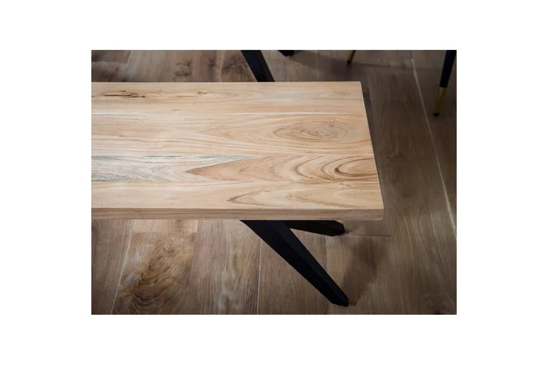 Ruokasalin penkki Wohnling massiivipuuta moderni loft-tyyli metallijaloilla 120 cm - 120 cm - Huonekalut - Tuoli & nojatuoli - Penkki - Eteispenkki