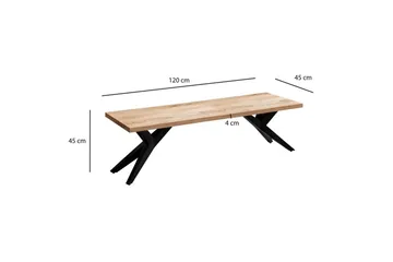 Ruokasalin penkki Wohnling massiivipuuta moderni loft-tyyli metallijaloilla 120 cm - 120 cm - Huonekalut - Tuoli & nojatuoli - Penkki - Eteispenkki