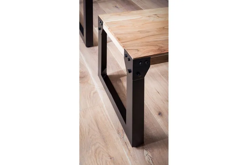 Ruokasalin penkki Wohnling kokopuuta teollinen tyyli metallijaloilla 120 cm - 120 cm - Huonekalut - Tuoli & nojatuoli - Penkki - Eteispenkki