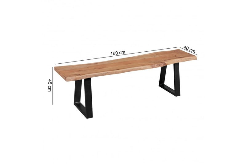 Ruokasalin penkki Wohnling Kiinteä puurakenne metallijaloilla maalaistyyli Ilman selkänojaa, 160 cm - Ilman selkänojaa, 160 cm - Huonekalut - Pöytä & ruokailuryhmä - Ruokapöydät & keittiön pöydät