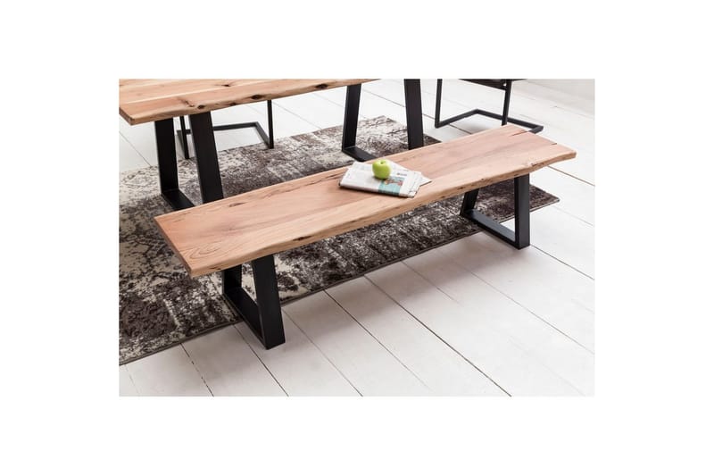Ruokasalin penkki Wohnling Kiinteä puurakenne metallijaloilla maalaistyyli Ilman selkänojaa, 180 cm - Ilman selkänojaa, 180 cm - Huonekalut - Pöytä & ruokailuryhmä - Ruokapöydät & keittiön pöydät