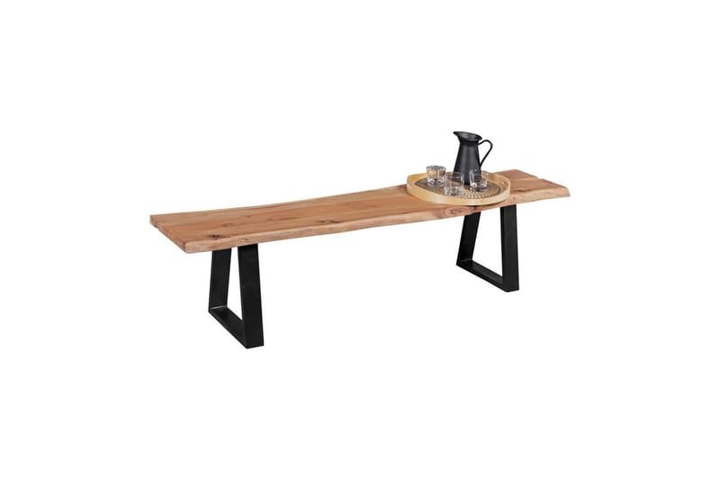 Ruokasalin penkki Wohnling Kiinteä puurakenne metallijaloilla maalaistyyli Ilman selkänojaa, 160 cm - Ilman selkänojaa, 160 cm - Huonekalut - Pöytä & ruokailuryhmä - Ruokapöydät & keittiön pöydät