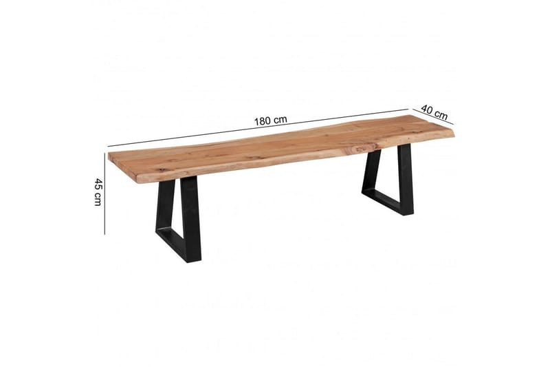 Ruokasalin penkki Wohnling Kiinteä puurakenne metallijaloilla maalaistyyli Ilman selkänojaa, 180 cm - Ilman selkänojaa, 180 cm - Huonekalut - Pöytä & ruokailuryhmä - Ruokapöydät & keittiön pöydät