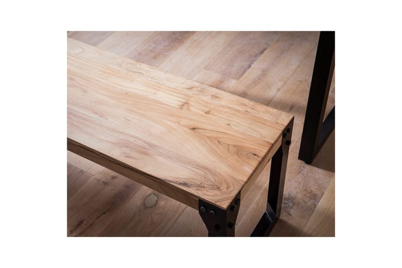 Ruokasalin penkki Wohnling kokopuuta teollinen tyyli metallijaloilla 140 cm - 140 cm - Huonekalut - Tuoli & nojatuoli - Penkki - Eteispenkki
