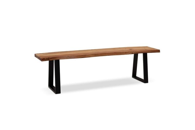Ruokasalin penkki Wohnling Täyspuu metallijaloilla Puunreuna Maalaistyyli Musta, suora, 120 cm - Musta, suora, 120 cm - Huonekalut - Pöytä & ruokailuryhmä - Ruokapöydät & keittiön pöydät