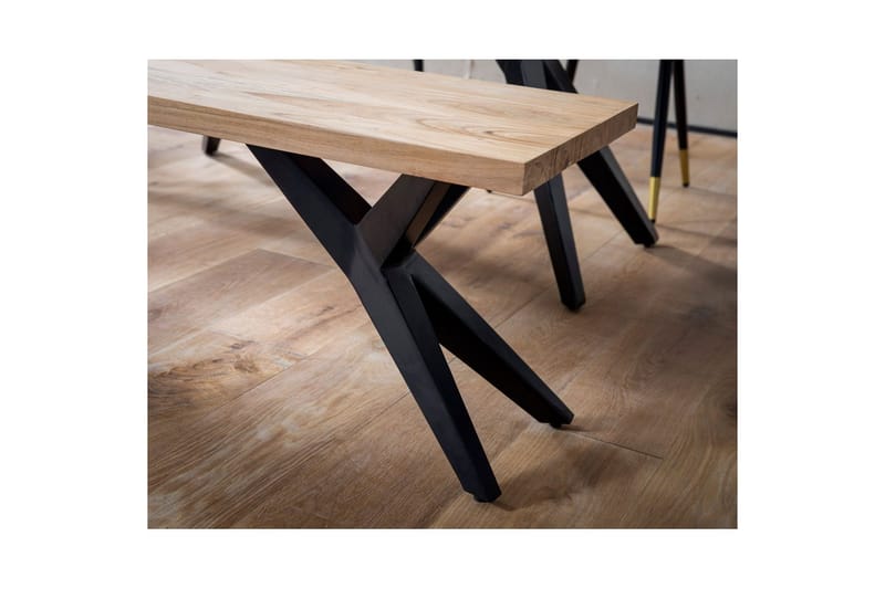 Ruokasalin penkki Wohnling massiivipuuta moderni loft-tyyli metallijaloilla 160 cm - 160 cm - Huonekalut - Tuoli & nojatuoli - Penkki - Eteispenkki