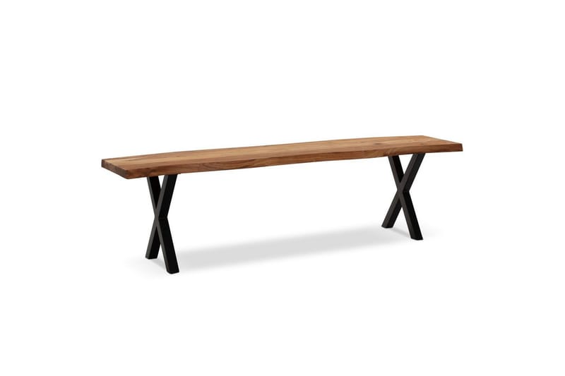Ruokasalin penkki Wohnling Täyspuu metallijaloilla Puunreuna Maalaistyyli Musta, ristikkäinen, 180 cm - Musta, ristikkäinen, 180 cm - Huonekalut - Pöytä & ruokailuryhmä - Ruokapöydät & keittiön pöydät