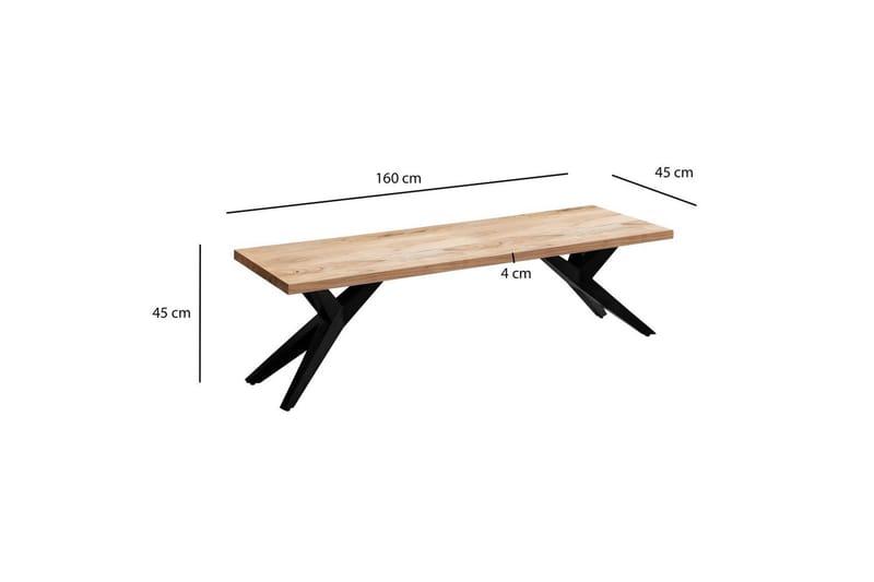Ruokasalin penkki Wohnling massiivipuuta moderni loft-tyyli metallijaloilla 160 cm - 160 cm - Huonekalut - Tuoli & nojatuoli - Penkki - Eteispenkki