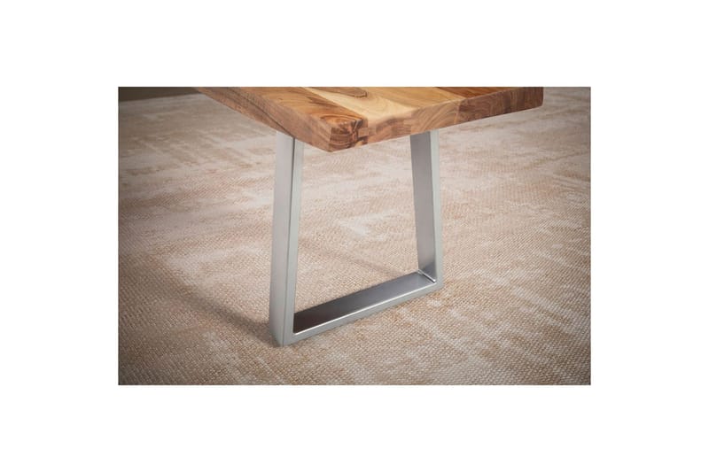 Ruokasalin penkki Wohnling Täyspuu metallijaloilla Puunreuna Maalaistyyli Hopea, Suora, 180 cm - Hopea, Suora, 180 cm - Huonekalut - Tuoli & nojatuoli - Penkki - Eteispenkki