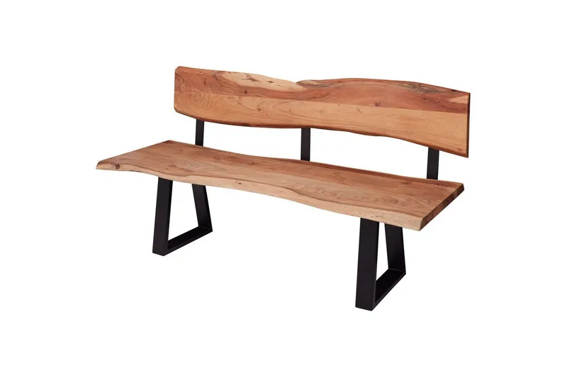 Ruokasalin penkki Wohnling Kiinteä puurakenne metallijaloilla maalaistyyli Selkänojalla, 180 cm - Selkänojalla, 180 cm - Huonekalut - Tuoli & nojatuoli - Penkki - Penkki selkänojalla