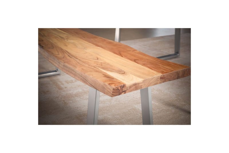 Ruokasalin penkki Wohnling Täyspuu metallijaloilla Puunreuna Maalaistyyli Hopea, Suora, 120 cm - Hopea, Suora, 120 cm - Huonekalut - Tuoli & nojatuoli - Penkki - Eteispenkki