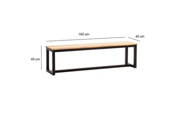 Ruokasalin penkki Wohnling kokopuuta teollinen loft-tyyli metallijaloilla 160 cm - 160 cm - Huonekalut - Tuoli & nojatuoli - Penkki - Eteispenkki