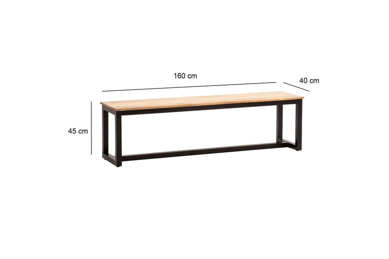 Ruokasalin penkki Wohnling kokopuuta teollinen loft-tyyli metallijaloilla 160 cm - 160 cm - Huonekalut - Tuoli & nojatuoli - Penkki - Eteispenkki