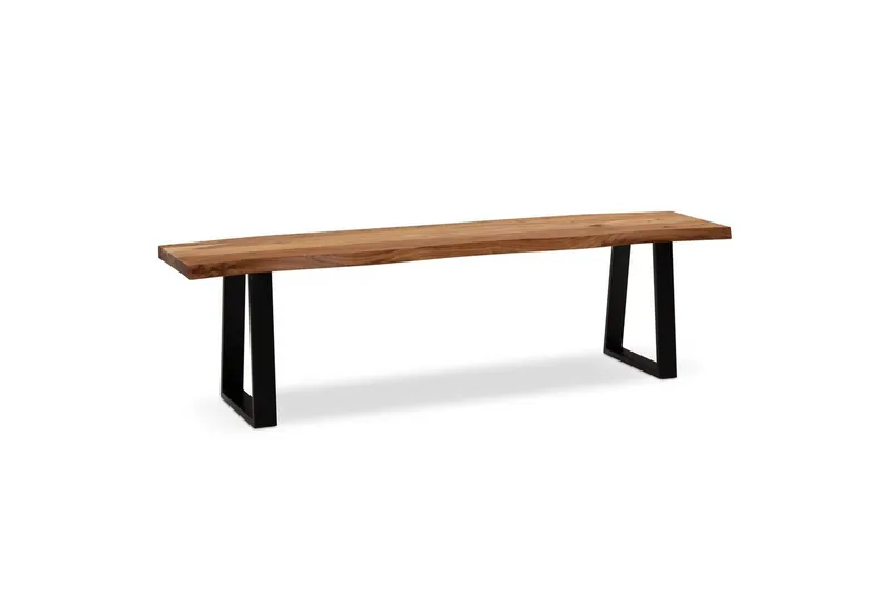 Ruokasalin penkki Wohnling Täyspuu metallijaloilla Puunreuna Maalaistyyli Musta, suora, 120 cm - Musta, suora, 120 cm - Huonekalut - Tuoli & nojatuoli - Penkki - Eteispenkki