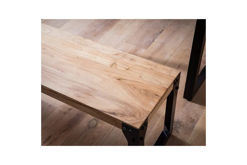 Ruokasalin penkki Wohnling kokopuuta teollinen tyyli metallijaloilla 120 cm - 120 cm - Huonekalut - Tuoli & nojatuoli - Penkki - Eteispenkki