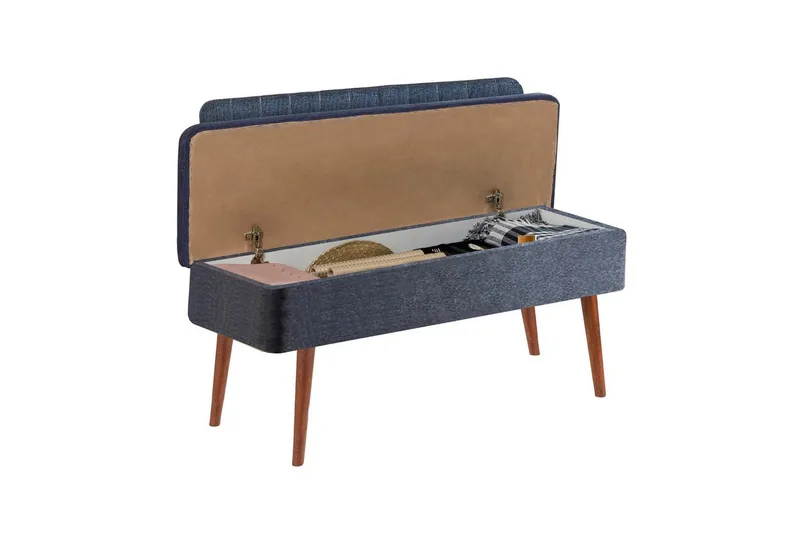 Valsot Penkkituoli 110 cm - Pähkinä/Tummansininen - Huonekalut - Tuoli & nojatuoli - Penkki - Penkki selkänojalla