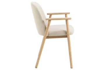 Reciclar-bukleeverhoiltu ruokapöydän tuoli tammipuisilla käsinojilla - Beige - Huonekalut - Tuoli & nojatuoli - Meikkituoli