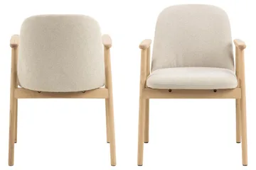 Reciclar-bukleeverhoiltu ruokapöydän tuoli tammipuisilla käsinojilla - Beige - Huonekalut - Tuoli & nojatuoli - Meikkituoli