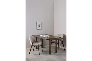 Reciclar-bukleeverhoiltu ruokapöydän tuoli tammipuisilla käsinojilla - Tummanruskea/harmaanbeige - Huonekalut - Tuoli & nojatuoli - Meikkituoli