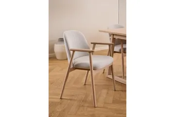 Reciclar Ruokatuoli bouclé-kankaalla ja tammisilla käsinojilla - Beige - Huonekalut - Tuoli & nojatuoli - Meikkituoli