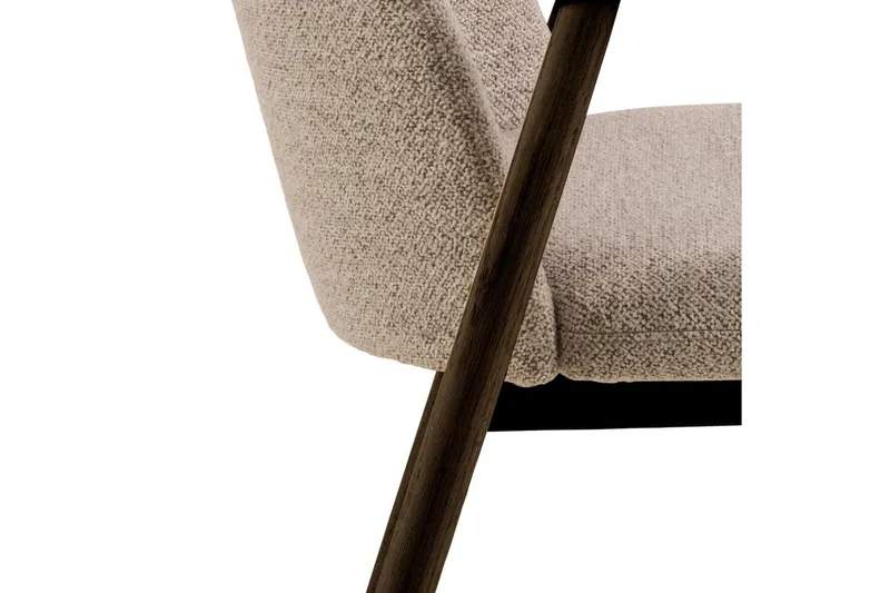 Reciclar Ruokatuoli bouclé-kankaalla ja tammisilla käsinojilla - Tummanruskea/Greige - Huonekalut - Tuoli & nojatuoli - Ruokapöydän tuolit