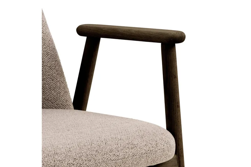 Reciclar Ruokatuoli bouclé-kankaalla ja tammisilla käsinojilla - Tummanruskea/Greige - Huonekalut - Tuoli & nojatuoli - Ruokapöydän tuolit