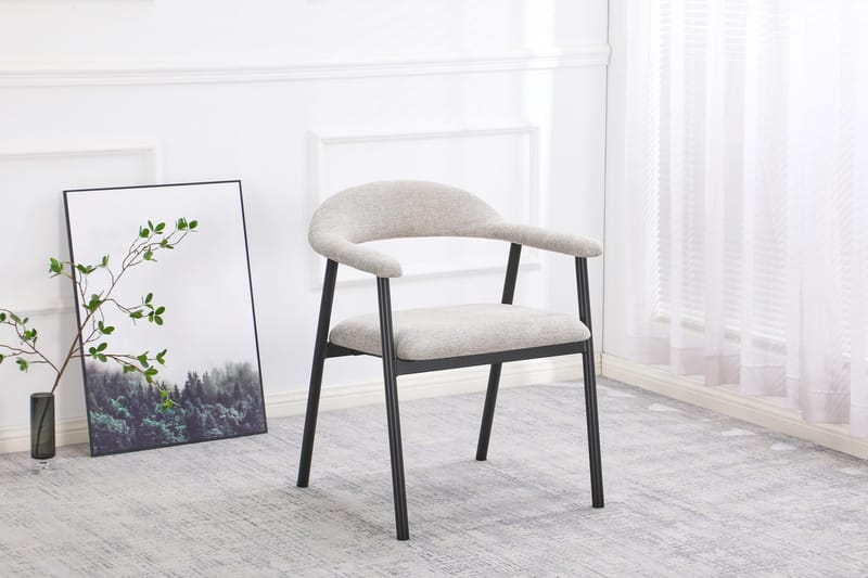 Ronja-ruokatuoli metallirungolla ja kangasistuimella - Beige/musta - Huonekalut - Tuoli & nojatuoli - Ruokapöydän tuolit