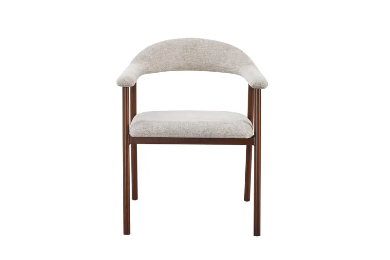 Ronja-ruokatuoli metallirungolla ja kangasistuimella - Beige/pähkinä - Huonekalut - Tuoli & nojatuoli - Ruokapöydän tuolit
