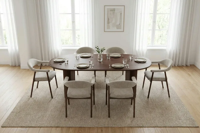 Ronja-ruokatuoli metallirungolla ja kangasistuimella - Beige/pähkinä - Huonekalut - Tuoli & nojatuoli - Ruokapöydän tuolit