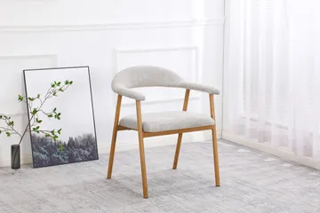Ronja-ruokatuoli metallirungolla ja kangasistuimella - Beige/tammi - Huonekalut - Tuoli & nojatuoli - Ruokapöydän tuolit
