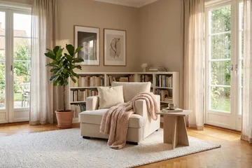 Rossita erittäin syvä nojatuoli - Beige - Huonekalut - Tuoli & nojatuoli - Nojatuoli & lepotuoli - Samettinojatuoli