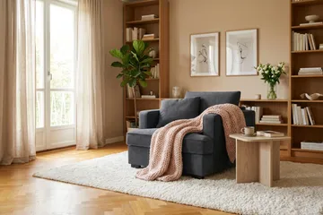 Rossita erittäin syvä nojatuoli - Trenza 01, Musta Chenille - Huonekalut - Tuoli & nojatuoli - Nojatuoli & lepotuoli