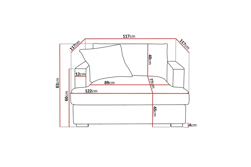 Rossita lyx Erittäin syvä Nojatuoli - Harmaa Chenille - Huonekalut - Tuoli & nojatuoli - Nojatuoli & lepotuoli